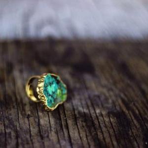 Gold Lined Turquoise Statement Ring