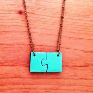Mint Friendship Puzzle Necklace