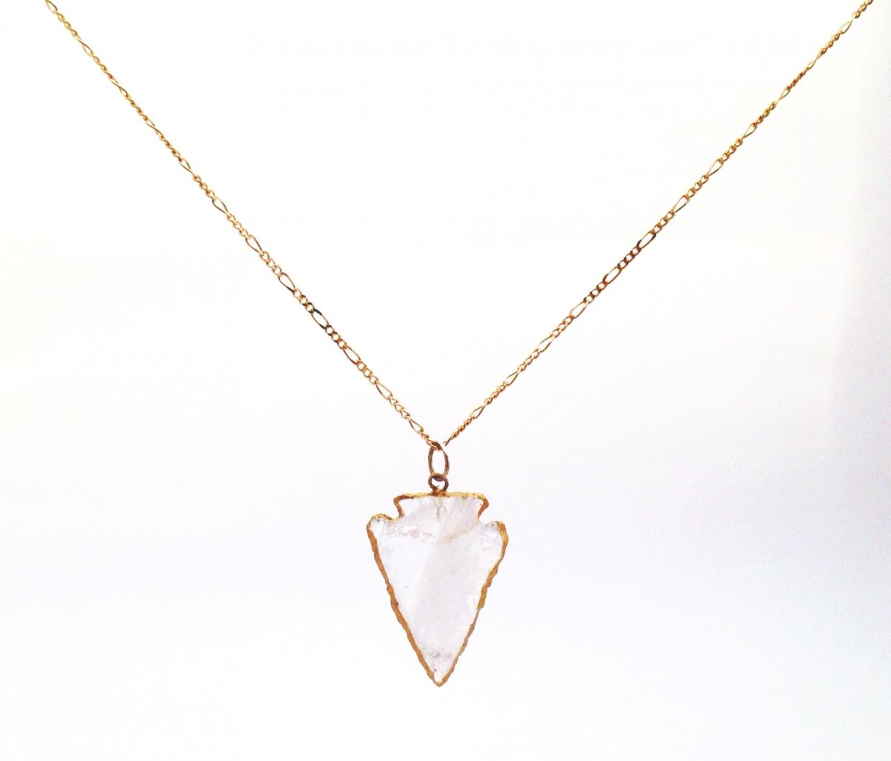 Gold Lined Arrowhead Necklace