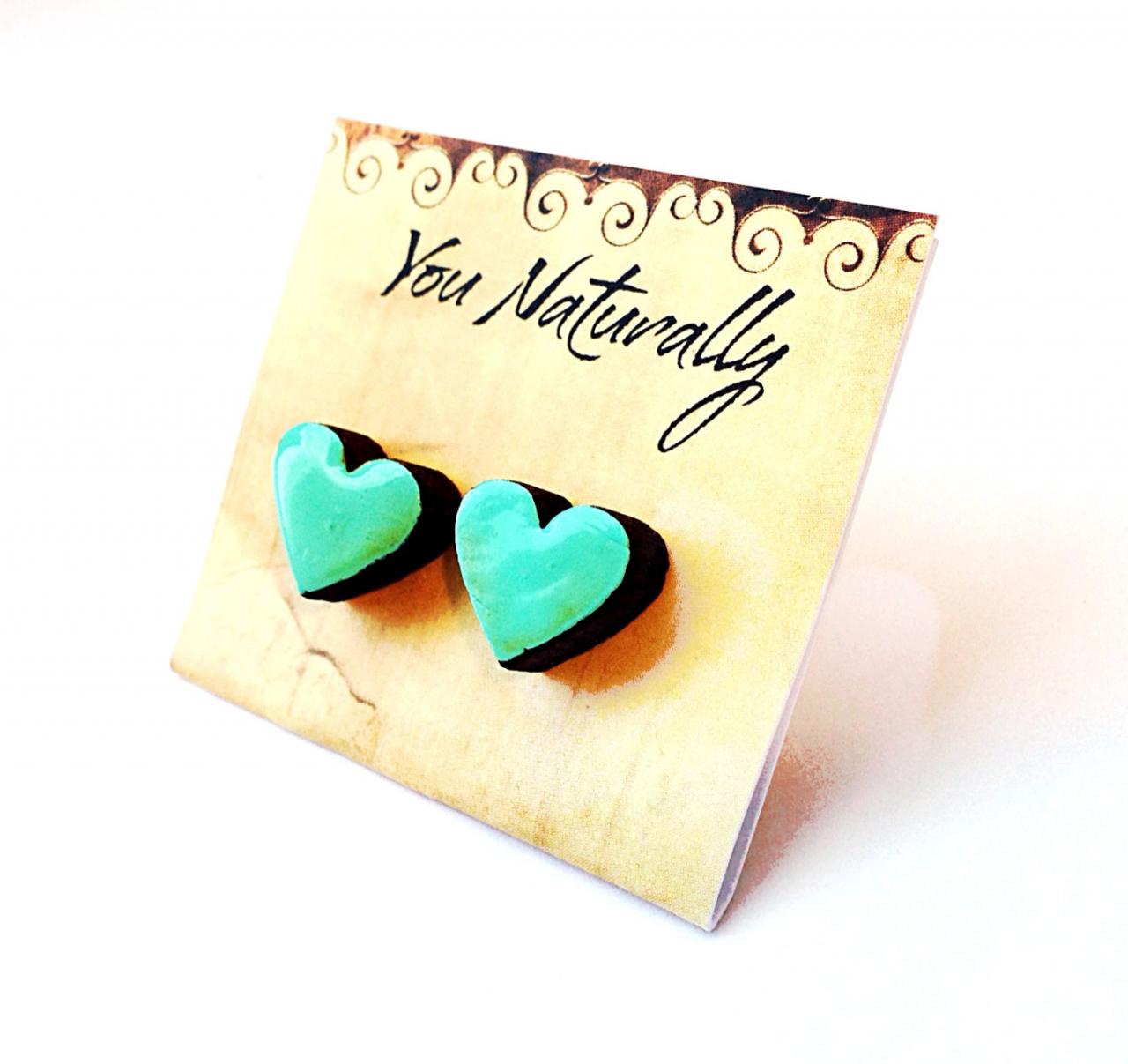 Mint Heart Earrings